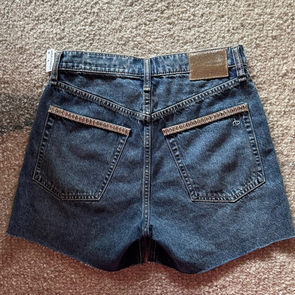 NEW rag & bone Embellished High Waist Raw Hem Cut Off Denim Shorts in Evjwl